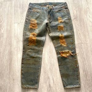 KORAL Ltd Edition Distressed Luxe Jean. 33x26Inseamx35Outseam Python textured!
